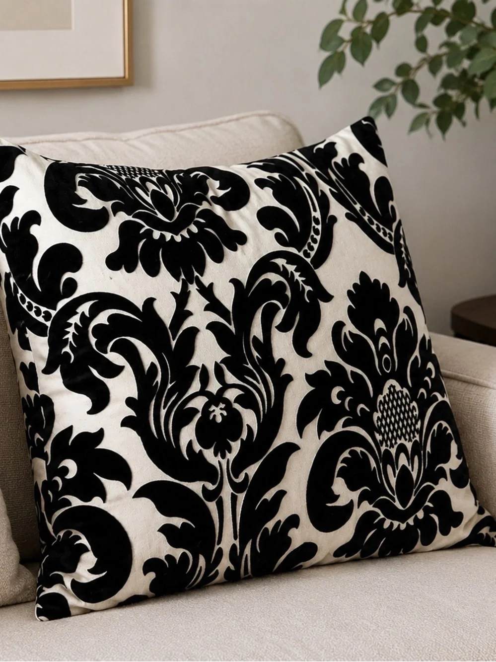 Black and White Damask Decorative Throw Pillow - Home Accents